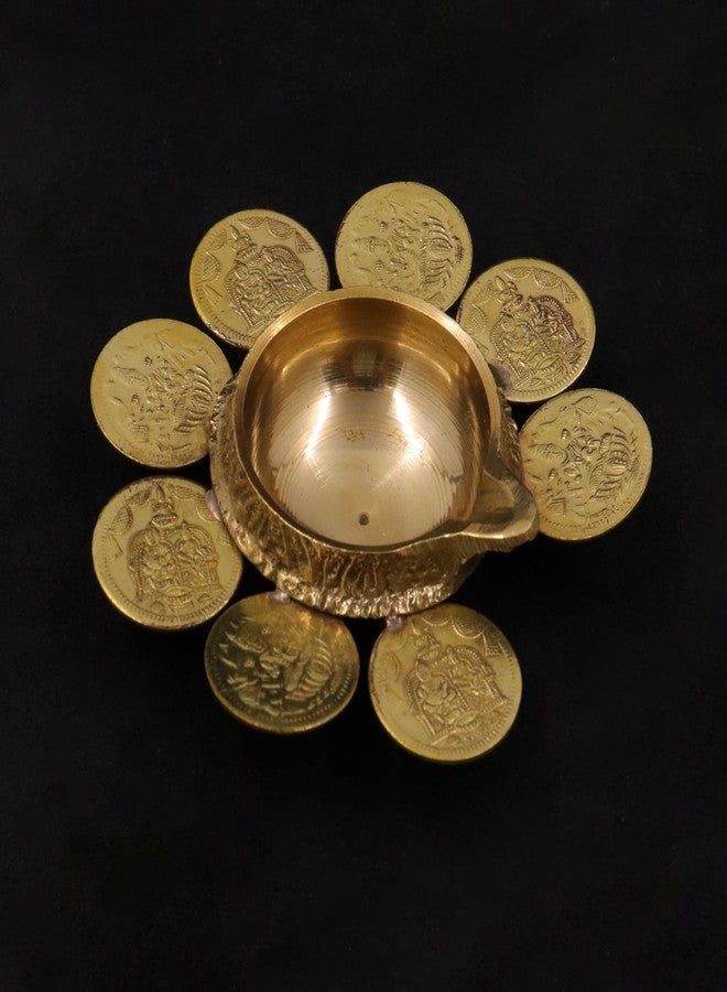 Spillbox Tradition Kuber Coin Diya|Kubera Vilakku|Depam|مصباح لاكشمي النحاسي|مصباح فاستو|مصباح Ashta Lakshmi Kubera|ديبام لمتجر Pooja Home Temple Shop [الوزن: 50 جم] - Kuber 8 Coin Diya - Image 2